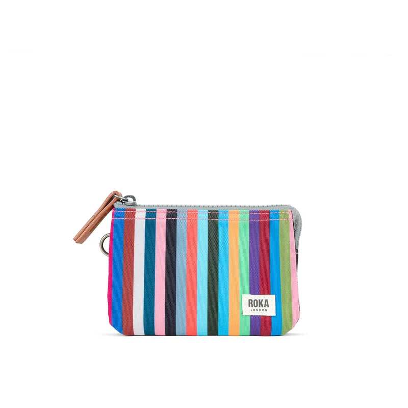 ROKA Carnaby Kleine Handtasche aus recyceltem Canvas mit mehreren Streifen