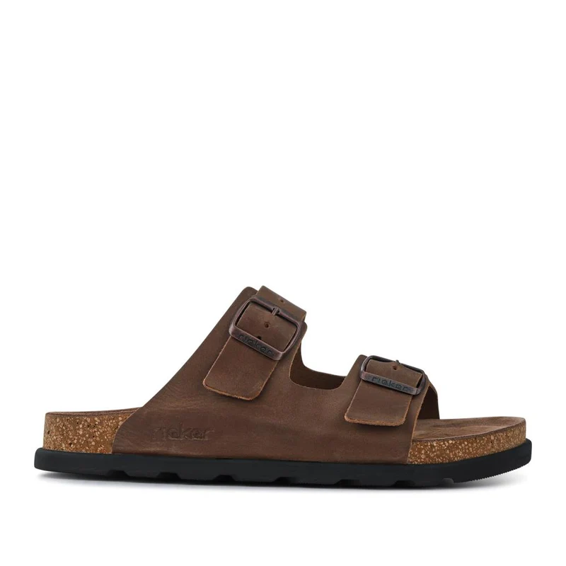 Extra-Wide Leather Mule Sandals - RKR41533 / 326 940 - Brown