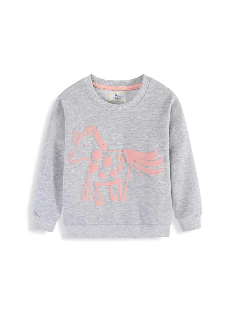 Mädchen Sweatshirt mit verspieltem Pferde-Design Drune
