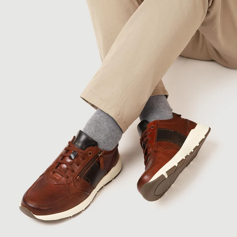 Leather Wide-Fit Slip-Ons - PARK41038 / 327 281 - Cognac