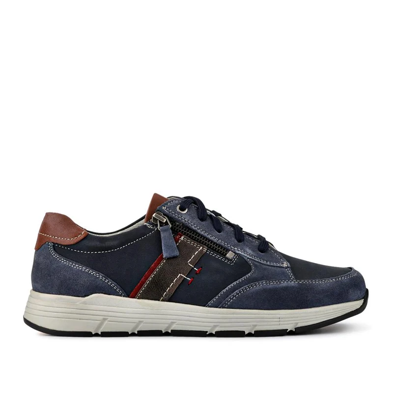 Leather Wide-Fit Lace-Up Shoes - PARK41041 / 327 282 - Blue
