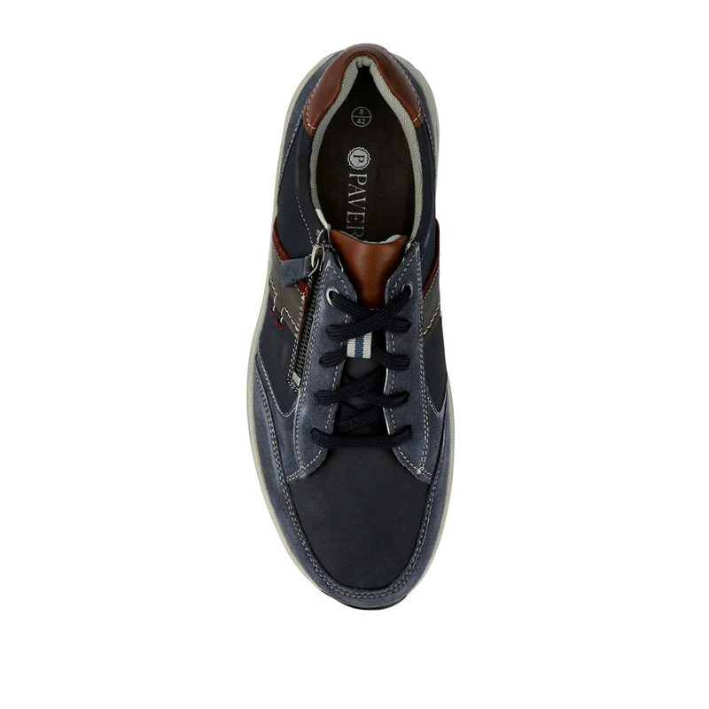 Leather Wide-Fit Lace-Up Shoes - PARK41041 / 327 282 - Blue
