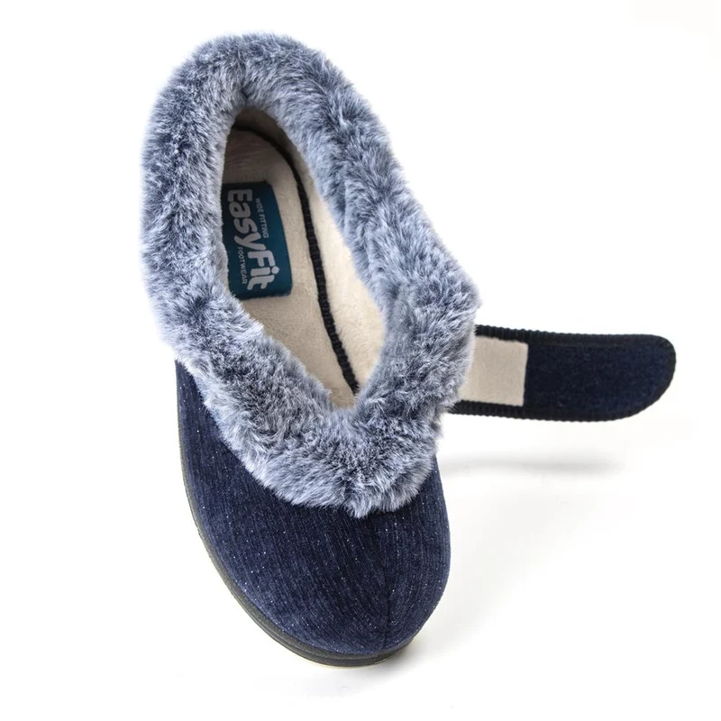 EasyFit Extra Wide Touch Fasten Slippers - SKYE / 327 937 - Navy