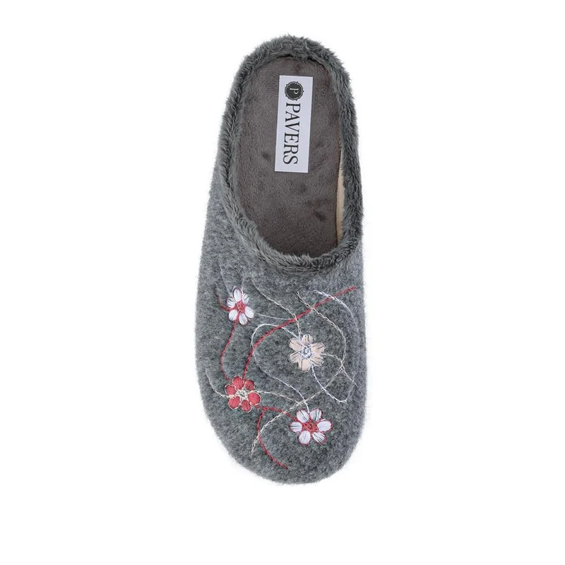 Floral Pattern Mule Slippers - BONAD42001 / 328 336 - Grey