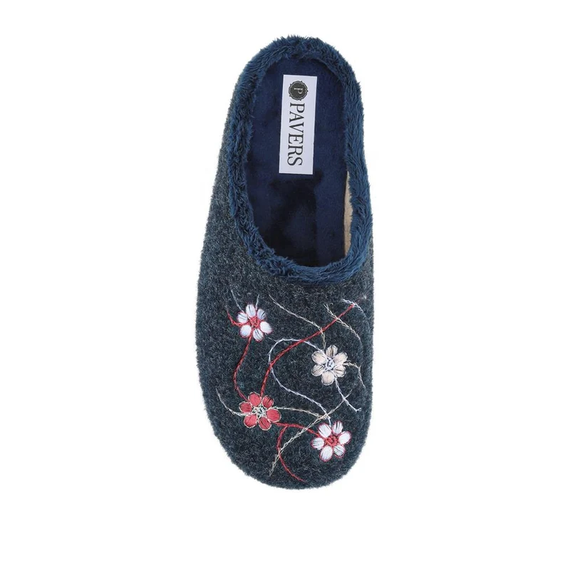 Floral Pattern Mule Slippers - BONAD42001 / 328 336 - Navy