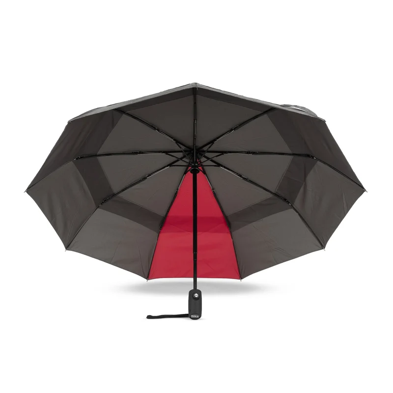 ROKA Waterloo Regenschirm aus recyceltem Nylon in Graphit/Cranberry