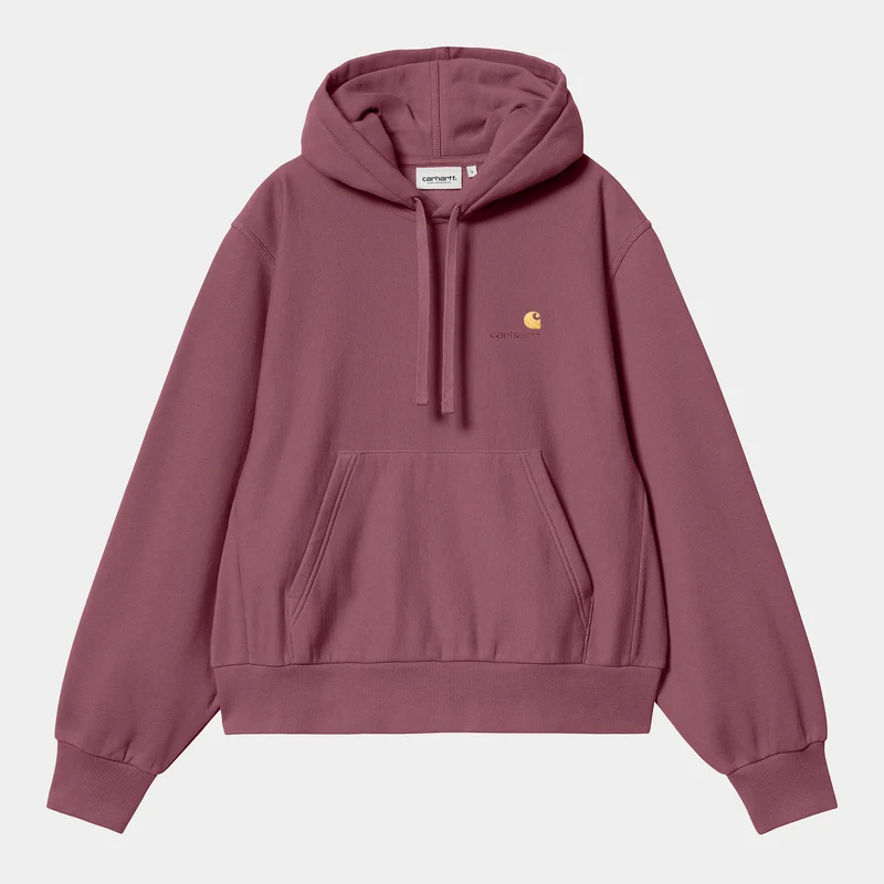 Carhartt WIP Frauen American Script Sweatshirt-Hoodie – Staubiges Fuchsia