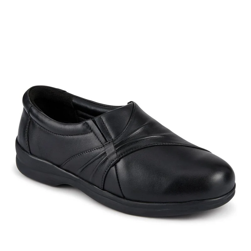 EasyFit Extra Wide Leather Slip-On Shoes - KASA / 328 178 - Black