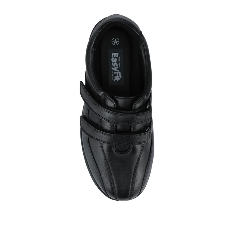 EasyFit Extra Wide Leather Touch-Fastening Shoes - HENRIETTA / 328 428 - Black