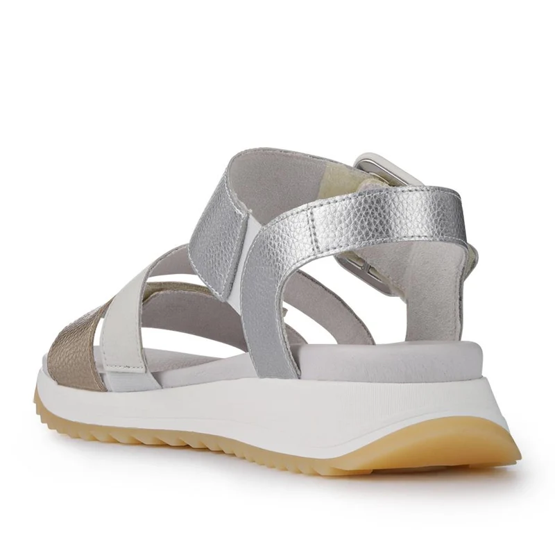 Dual-Fasten Leather Sandals - RKR41541 / 327 291 - White Metallic