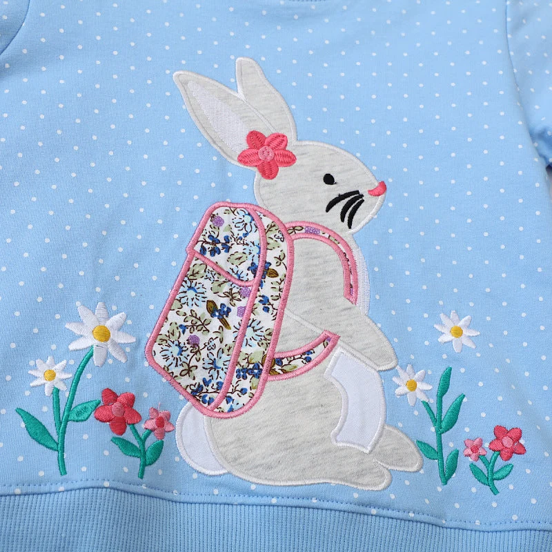 Mädchen Sweatshirt mit niedlichem Hasen- und Blumenmotiv Drune