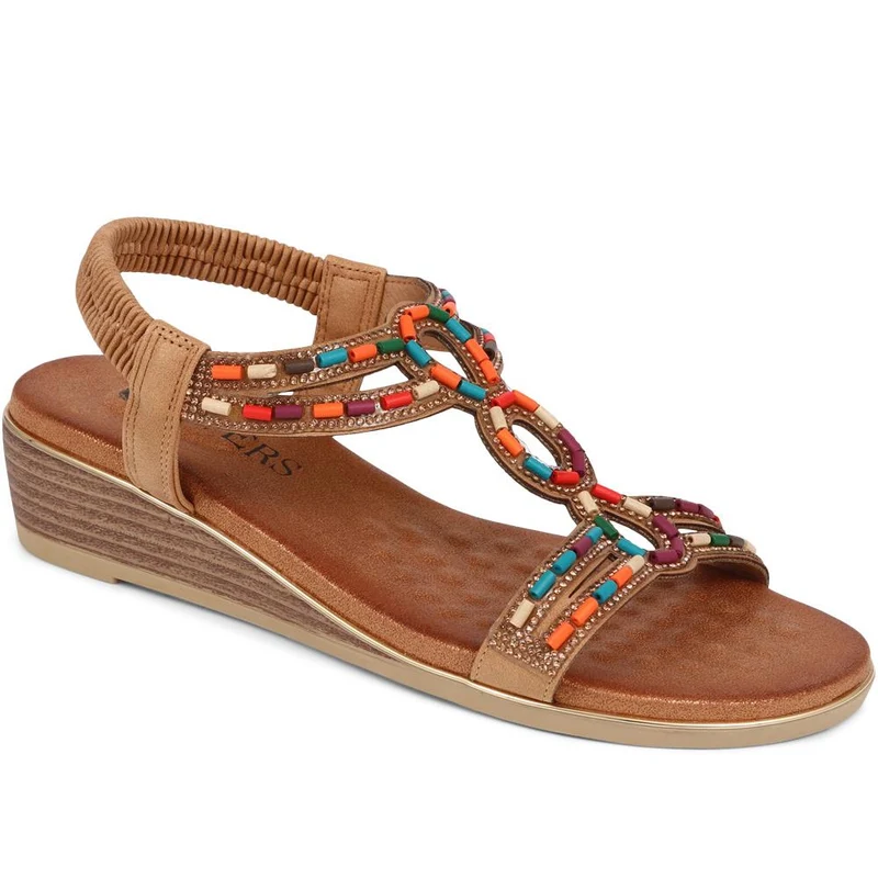 Embellished Wedge Sandals - BAIZH39071 / 325 102