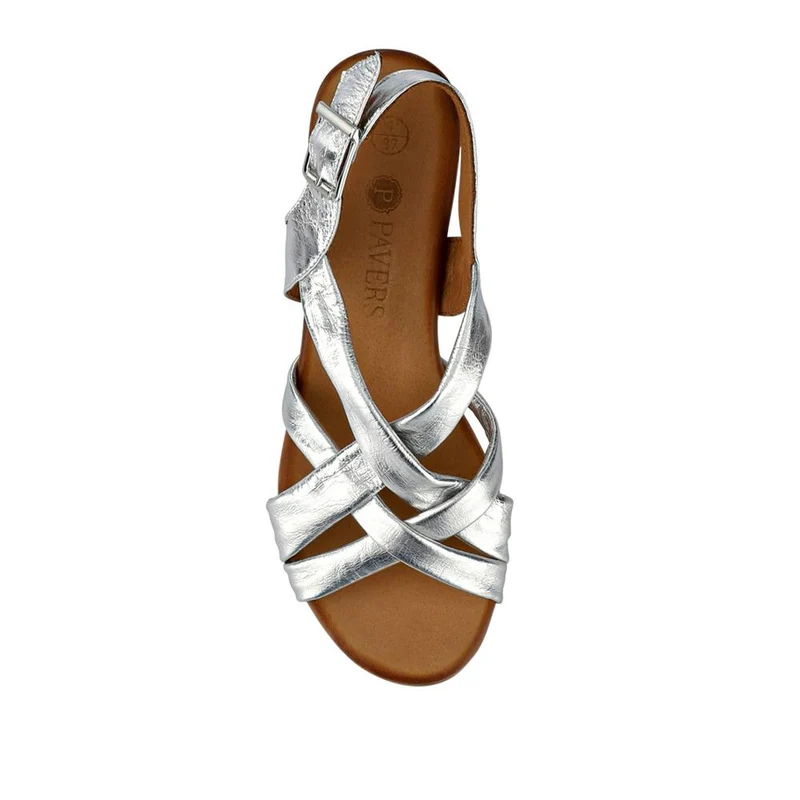 Leather Block-Heeled Sandals - METIN41002 / 327 522 - Silver