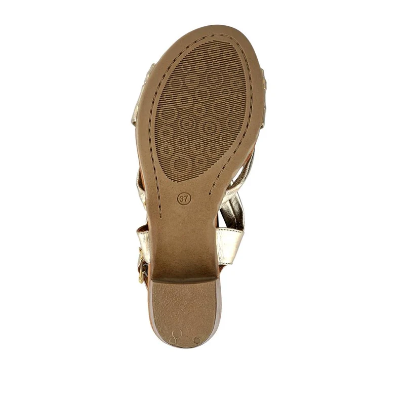 Leather Block-Heeled Sandals - METIN41002 / 327 522 - Gold