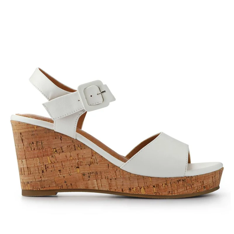 High Buckled Wedge Sandals - WOIL41051 / 327 394 - White