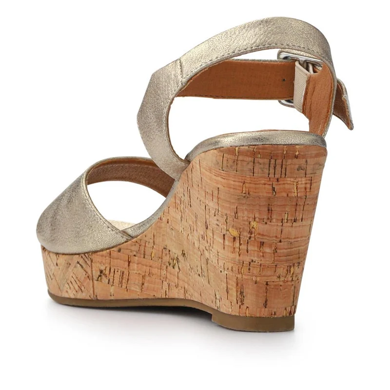 High Buckled Wedge Sandals - WOIL41051 / 327 394 - Gold