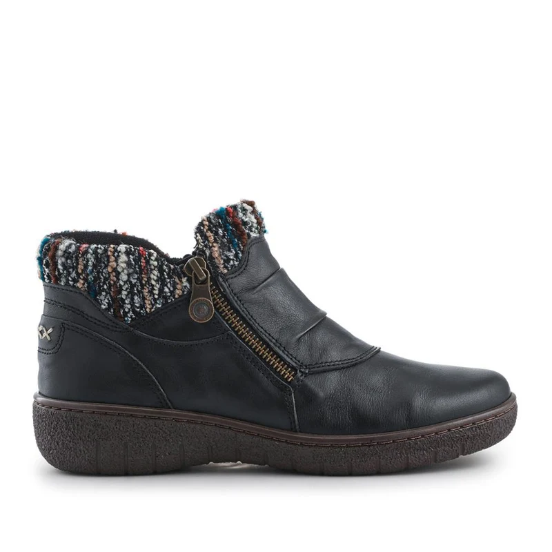 Loretta Knitted Cuff Zip-Up Boots - HAK42005 / 328 443 - Black