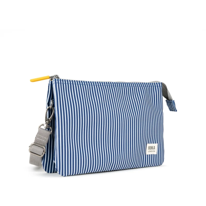 ROKA Carnaby XL-Tasche aus recyceltem Canvas mit Hickory-Streifen