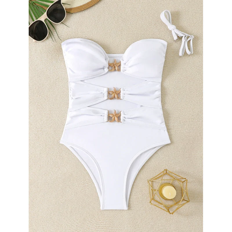 Damen Eleganter und modischer Monokini mit dekorativen Schnallen Drune