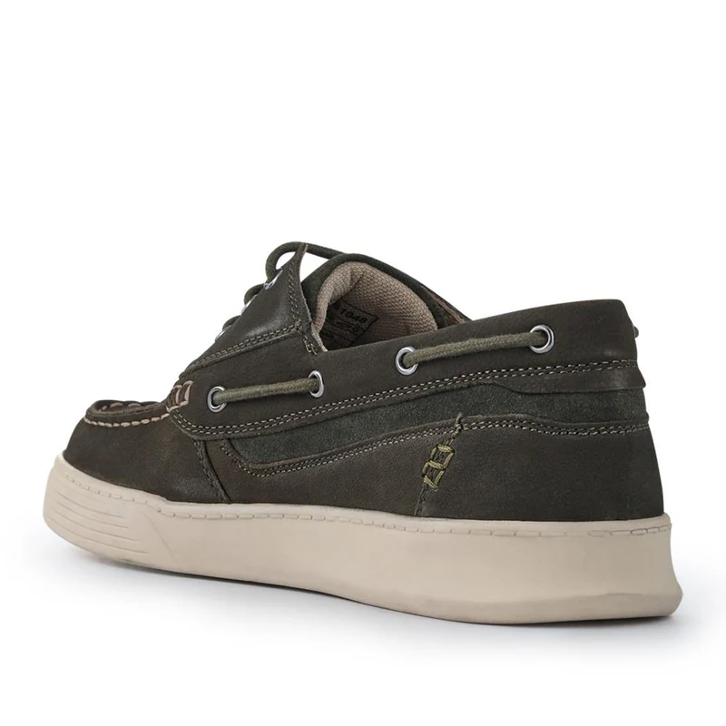 Leather Wide-Fit Boat Shoes - PARK41048 / 327 264 - Green