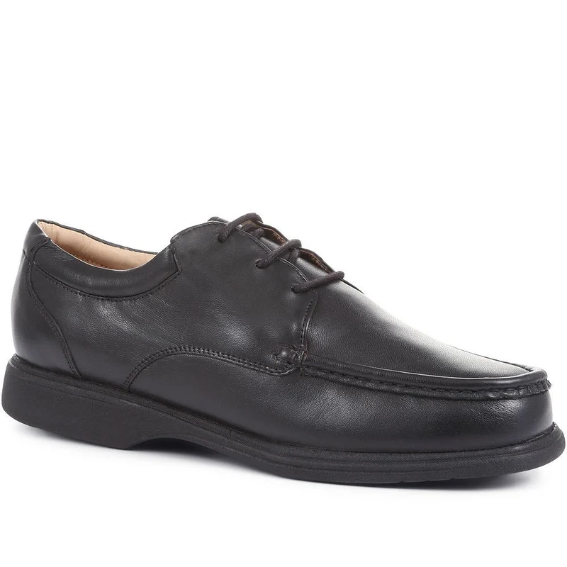 Wide Fit Leather Lace-Up Shoes - NAP35025 / 322 485 - Black