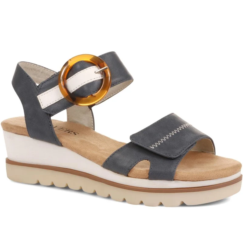 Comfortable Wedge Heel Sandals - WBINS35128 / 321 724 - Navy