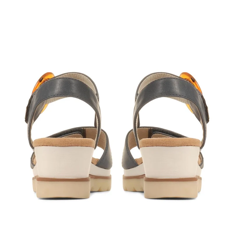 Comfortable Wedge Heel Sandals - WBINS35128 / 321 724 - Navy