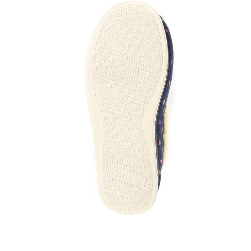 Wide Fit Polka Dot Slippers - QING34003 / 320 210 - Navy