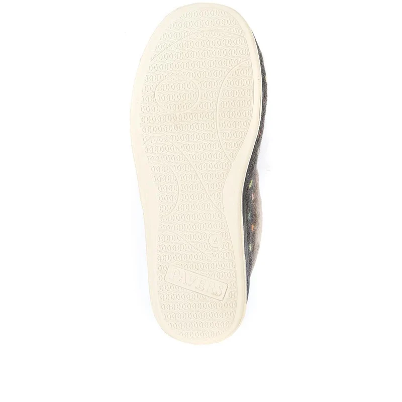 Wide Fit Polka Dot Slippers - QING34003 / 320 210 - Dark Grey