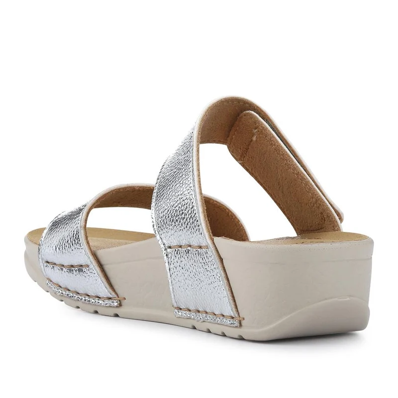 Fly Flot Chunky Dual Strap Touch Fasten Sandals - FLY41027 / 326 669 - Silver