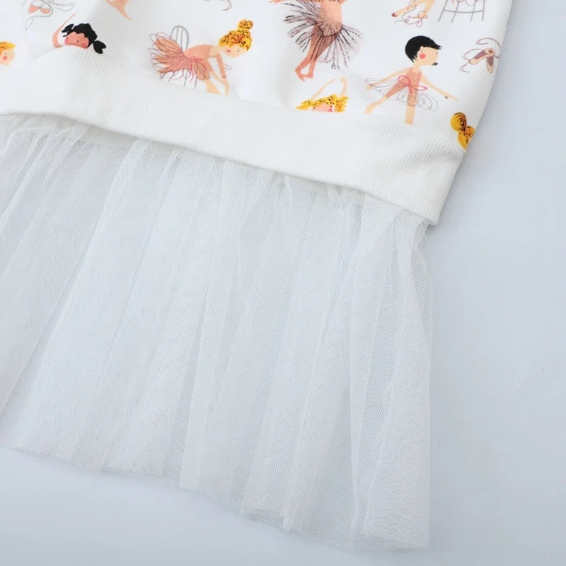 Mädchen Sweatshirt-Kleid mit verspieltem Ballettmotiv und Tüllrock Drune