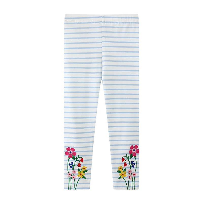 Mädchen Leggings mit buntem Blütenstickdesign Drune