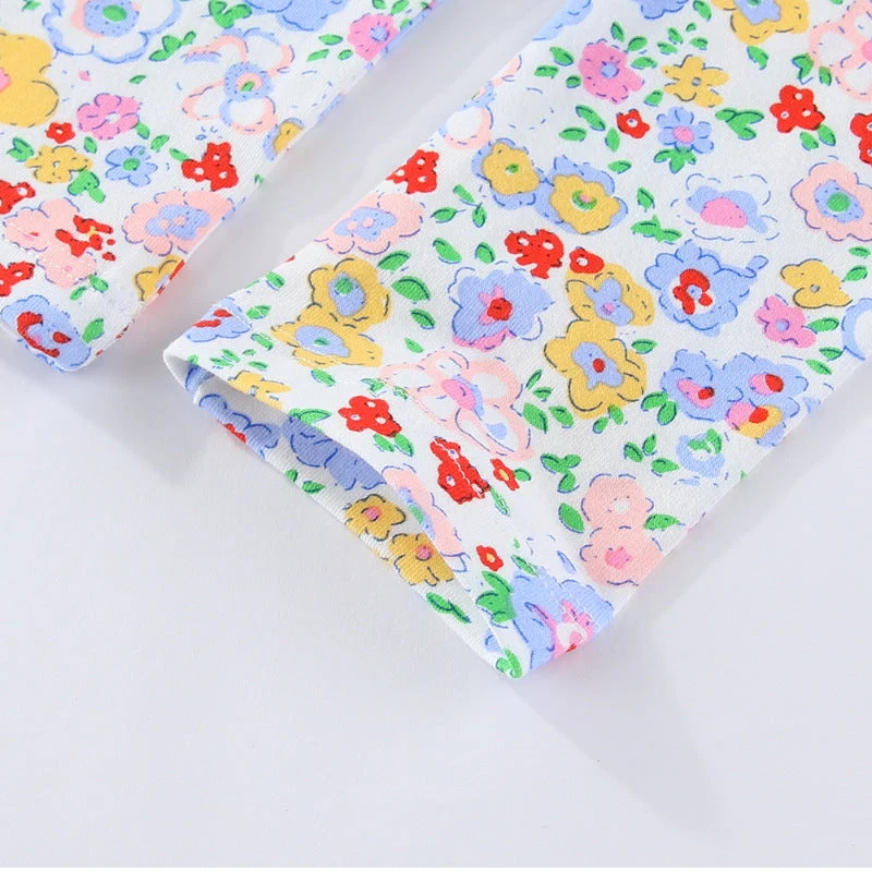 Mädchen Leggings mit buntem Blumendruck Drune