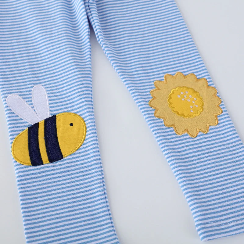 Mädchen Leggings mit buntem Bienen- und Sonnenmotiv Drune