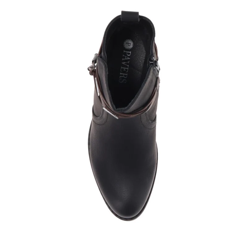 Western-Heeled Ankle Boots - TELOO40009 / 326 233 - Black