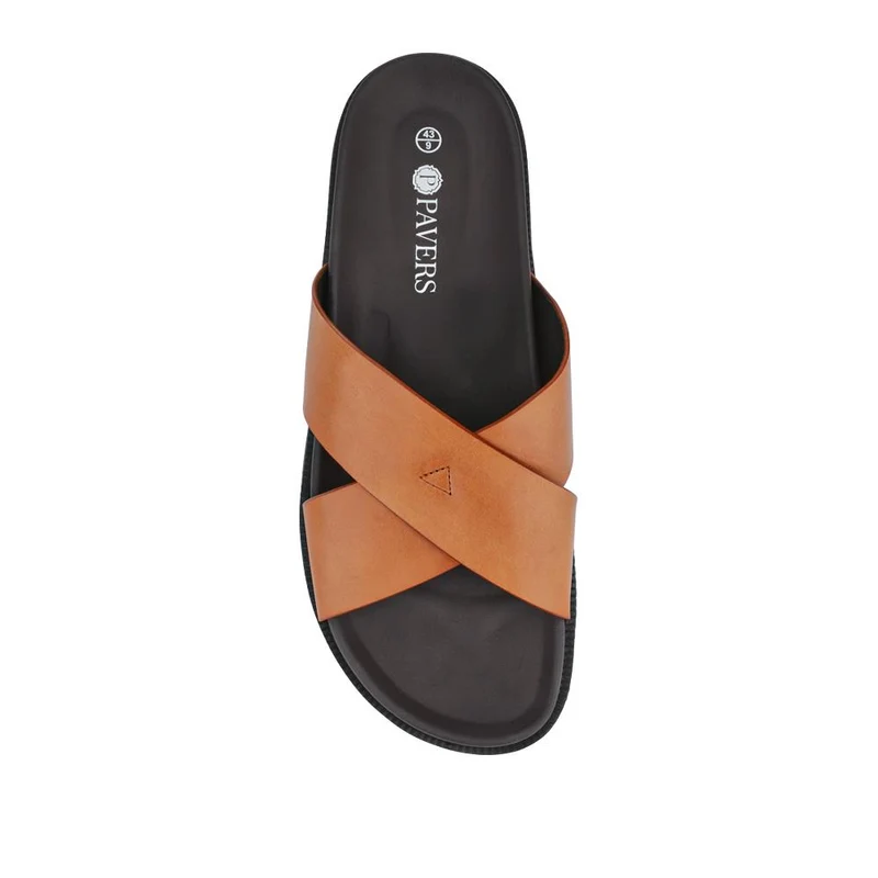 Strappy Leather Slides - JFOOT41009 / 327 467 - Tan