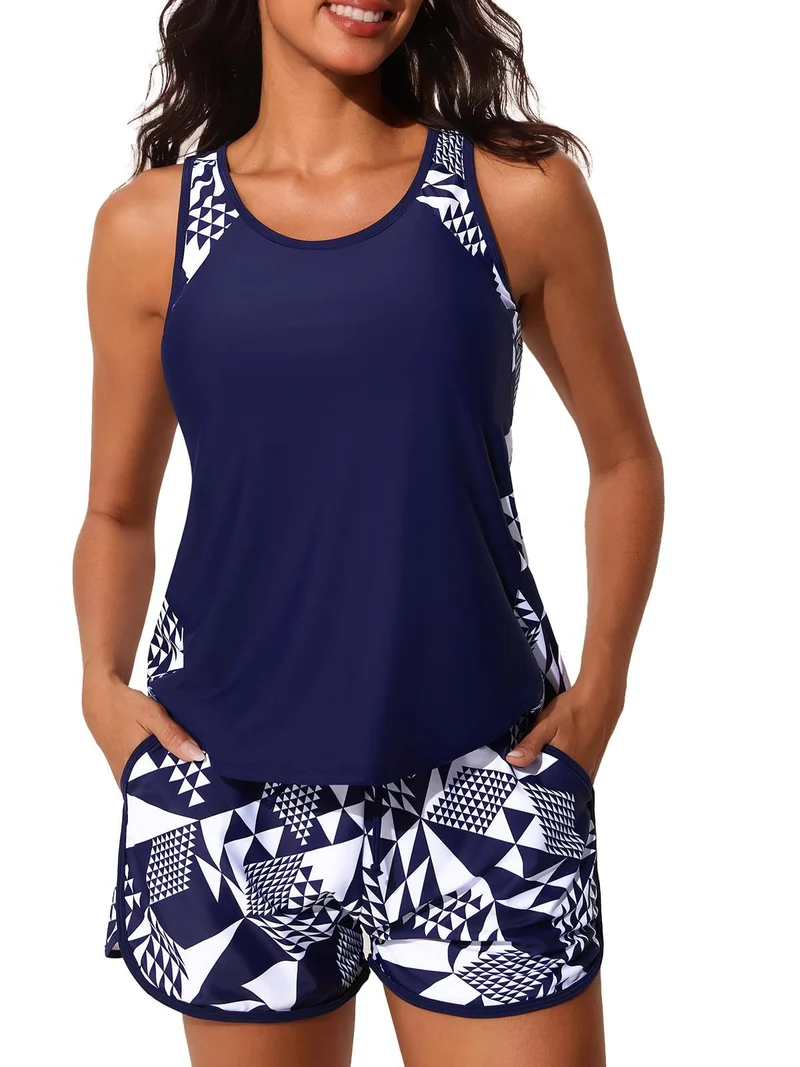 Damen Sportliches Tankini-Set mit Shorts Drune