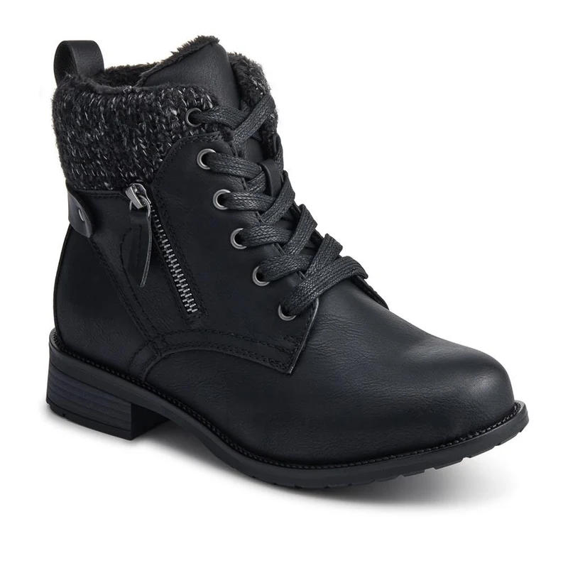 EasyFit Extra-Wide Knitted-Cuff Ankle Boots - ALEIDA / 326 748 - Black
