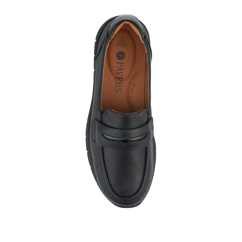 Heeled Leather Penny Loafers - BRK42010 / 328 370 - Black