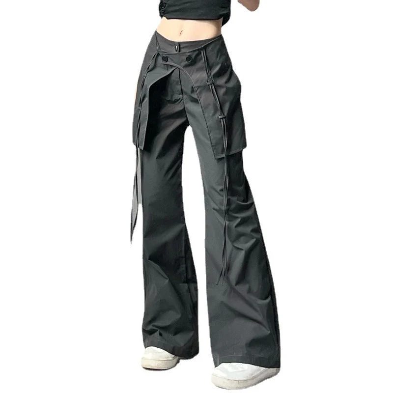 Damen stylische Utility-Hose mit weitem Schnitt und verstellbaren Binde-Details Drune