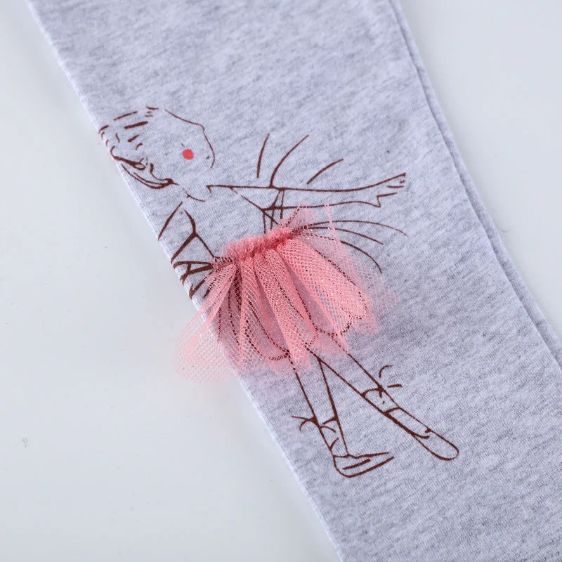 Mädchen Leggings mit niedlicher Ballett-Tüllapplikation Drune