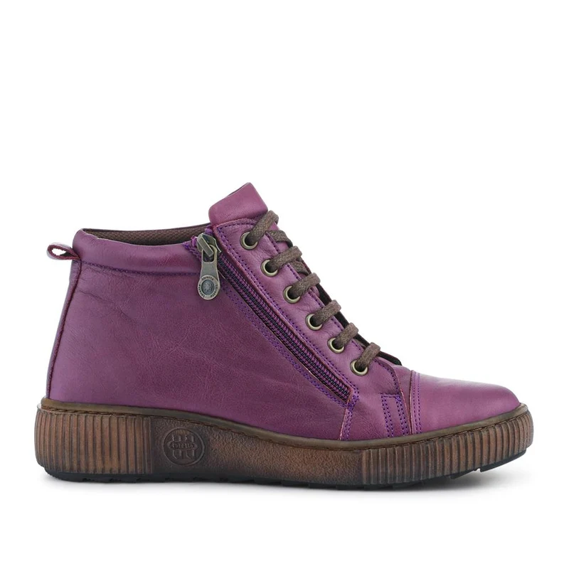 Leather Lace-Up Boots - HAK40013 / 326 039 - Purple