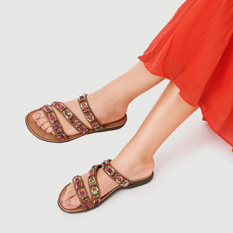 Triple-Strapped Mules - BAIZH41022 / 327 273 - Tan