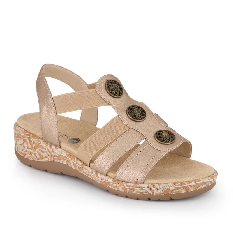 Wide Fit Floral Sandals - WBINS40272 / 327 450 - Gold