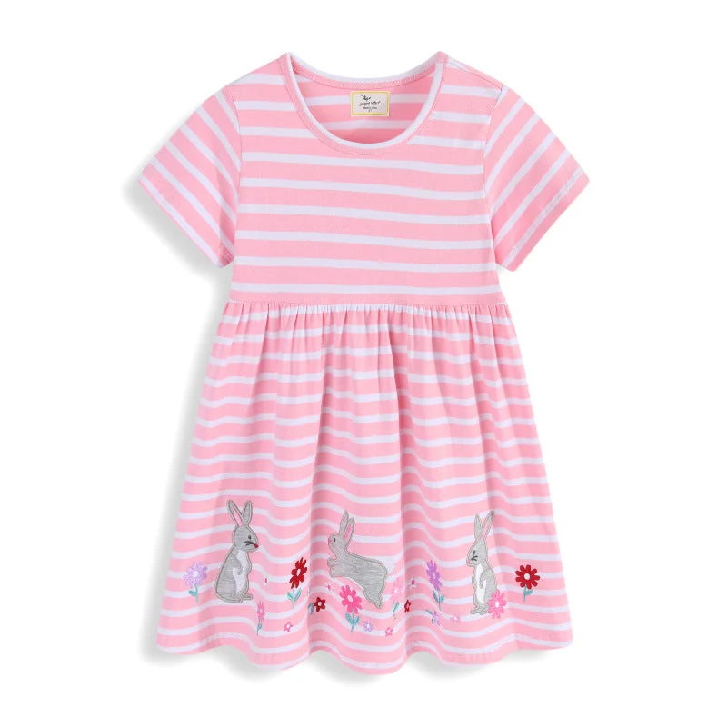 Mädchen Sommerkleid mit niedlichen Hasenapplikationen Drune