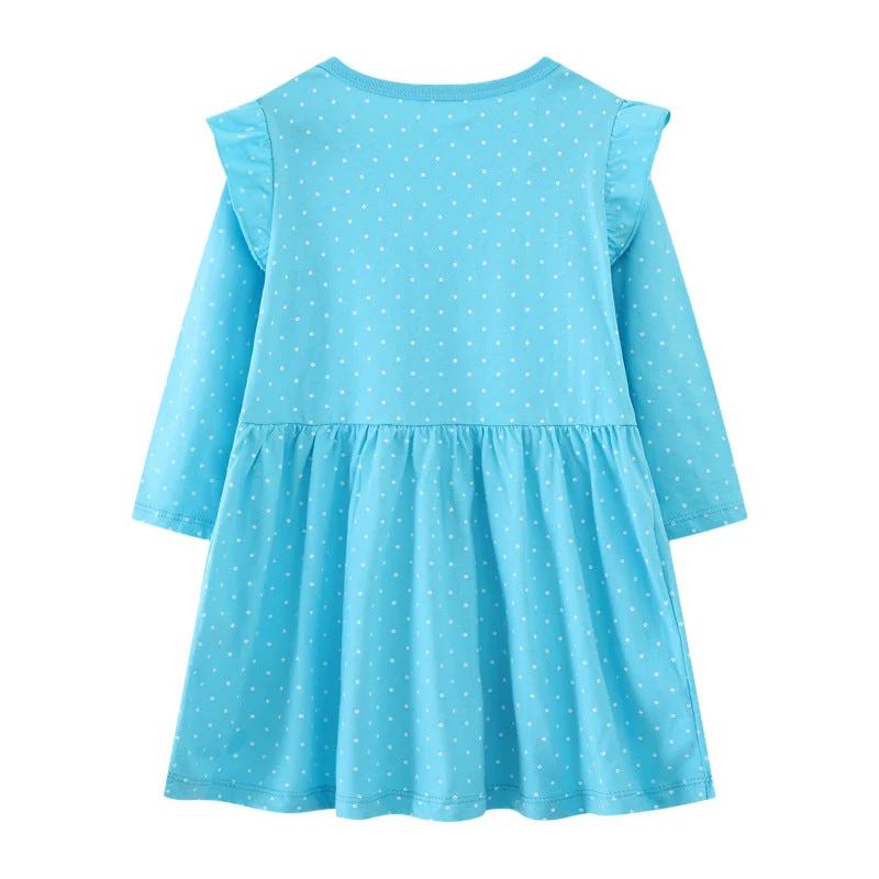 Mädchen Langarmkleid mit fröhlichem Meerschweinchen-Motiv Drune