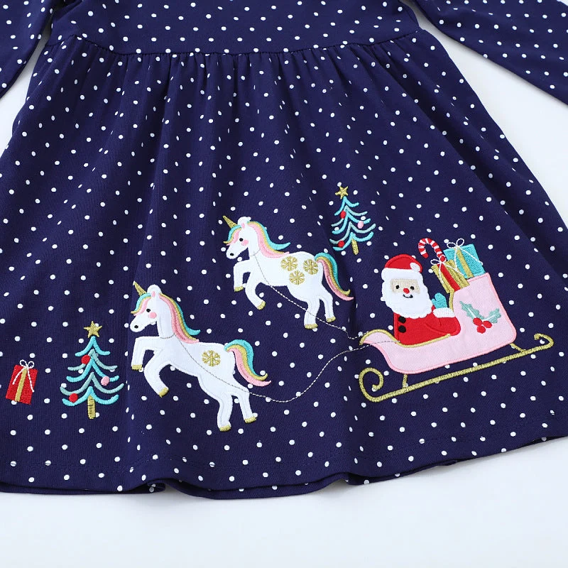 Mädchen Langarmkleid mit festlichem Einhorn-Motiv Drune