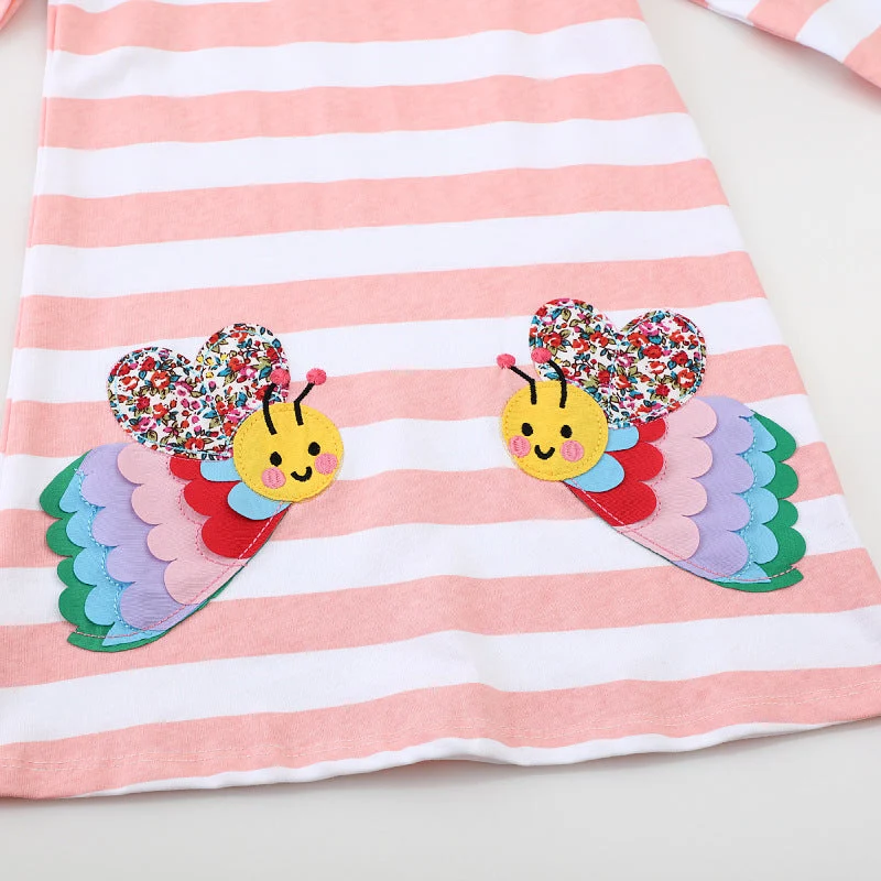 Mädchen Langarmkleid mit buntem Schmetterlingsdesign Drune
