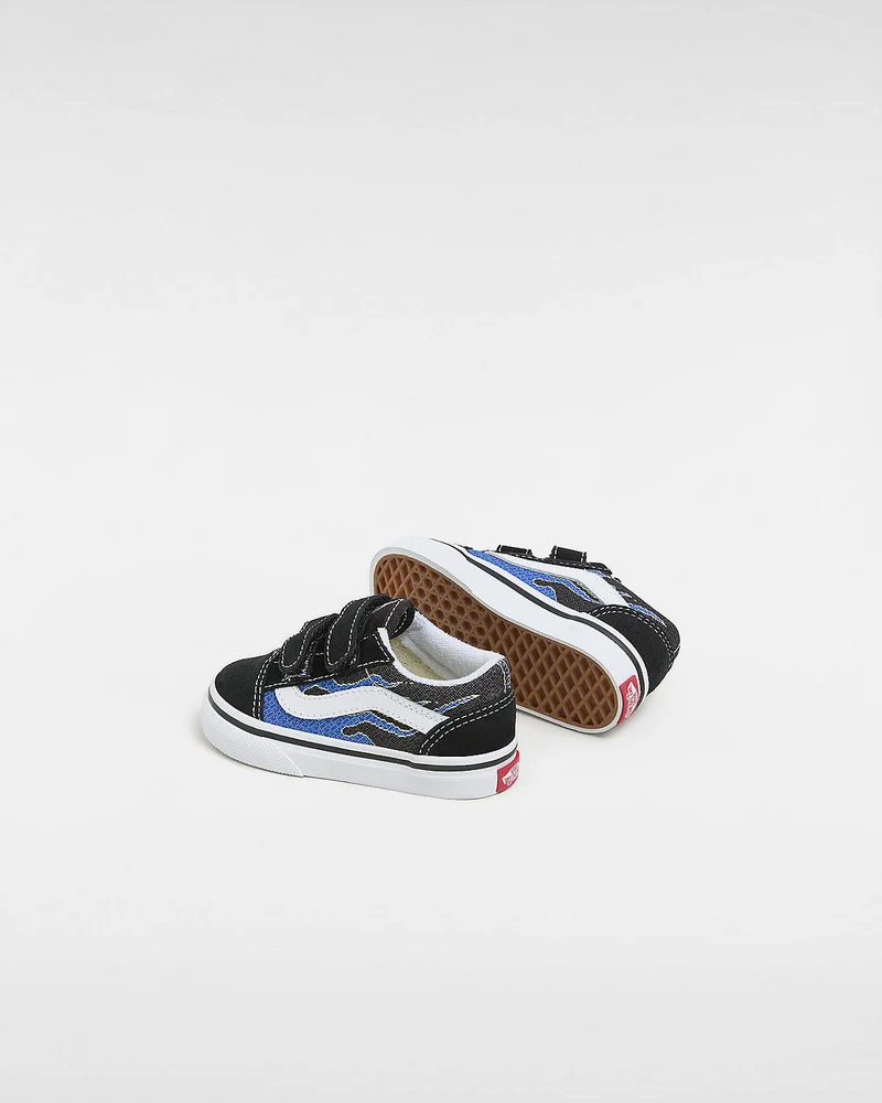 VANS Old Skool V Pixel Flame-Turnschuhe für Kleinkinder – Schwarz