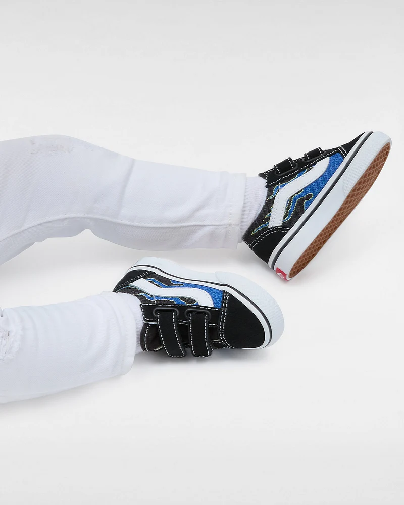 VANS Old Skool V Pixel Flame-Turnschuhe für Kleinkinder – Schwarz